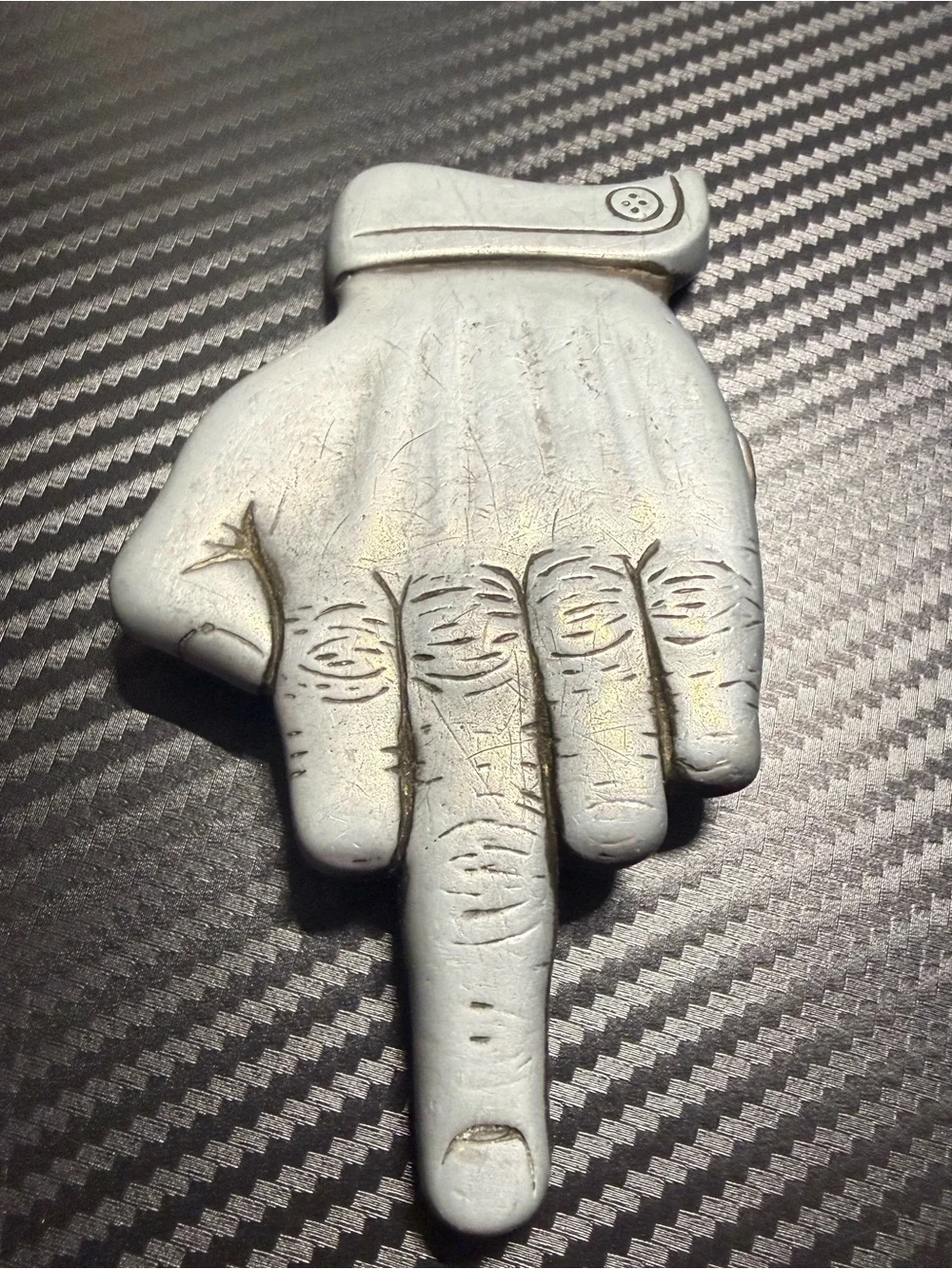 🖕 Vintage 60s MBCI Middle Finger Hand Belt Buckle Pewter Tone